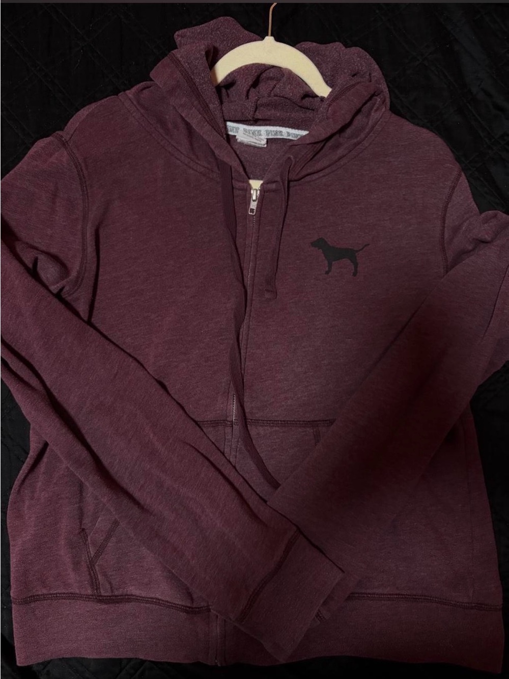 PINK Victoria's Secret Maroon Full-Zip Hoodie with Dog Silhouette